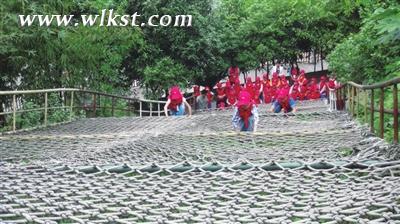 圖為留守兒童參加勇攀高峰活動。