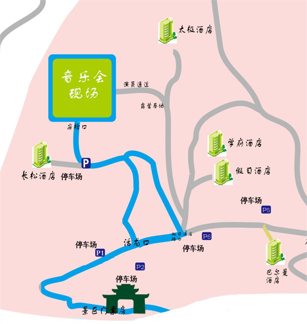 仙女山門票房至音樂節(jié)現(xiàn)場線路圖